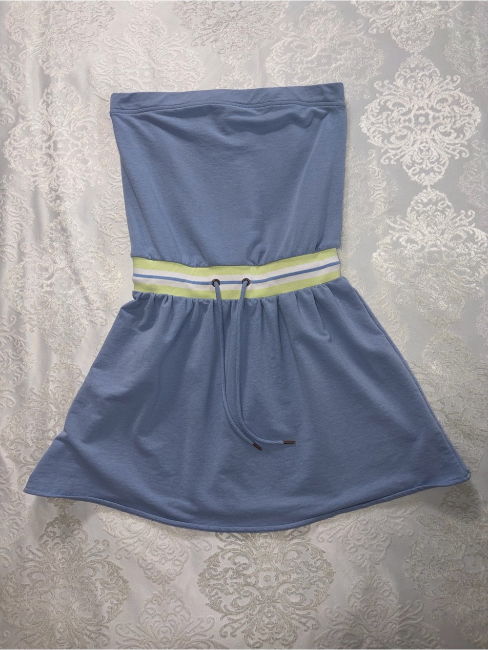 Sundays by We Are Sundays Strapless Tube Top Mini Dress XS Blue Terry Cloth